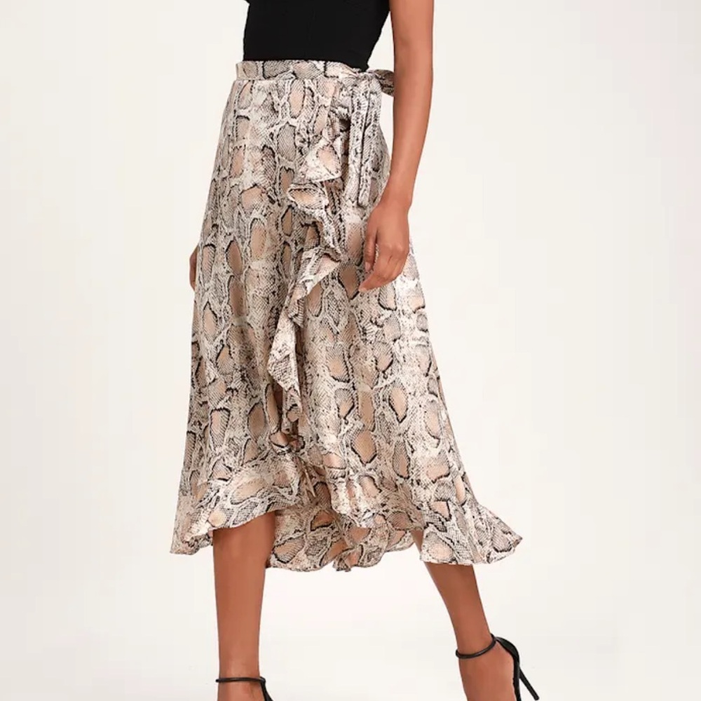 Lulu's Asymmetrical Snake Print Skirt